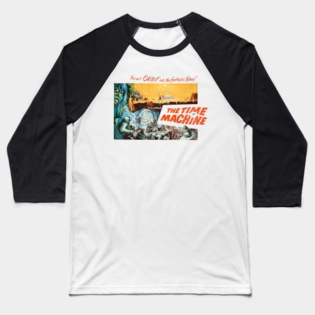 The Time Machine Movie Poster Baseball T-Shirt by MovieFunTime